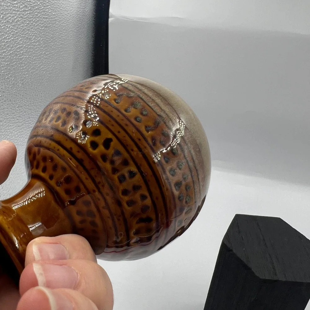 Vintage‎ Handmade Brown Glazed Pottery Bud Vase Textured Earth Tone Ceramic